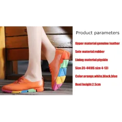 Modieuze loafers - platte schoenen - met regenboog zolen / veters - echt leerSchoenen