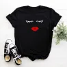 Blusas y camisasCamiseta de manga corta de moda - pestañas / labios rojos