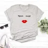 T-shirt tendance à manches courtes - cils / lèvres rouges