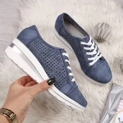 Classic flats loafers - high platform slip-on sneakers - breathable mesh