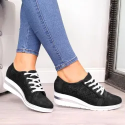 Klassieke loafers met hoog plateau - instapsneakers - ademend meshSchoenen