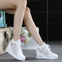 Trendy hoge platform loafers - vetersneakers met vetersSchoenen