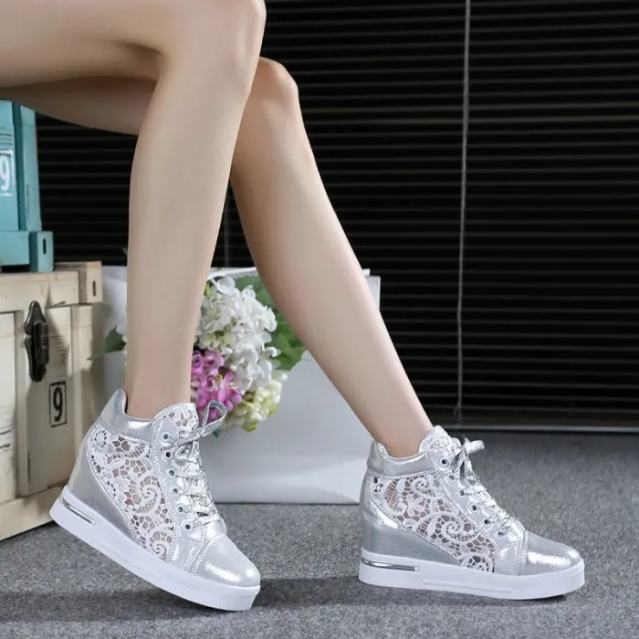 Trendy hoge platform loafers - vetersneakers met vetersSchoenen