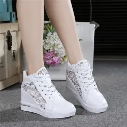 Trendy hoge platform loafers - vetersneakers met vetersSchoenen