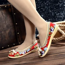 Classic flat loafers - slip-on sneakers - with floral print