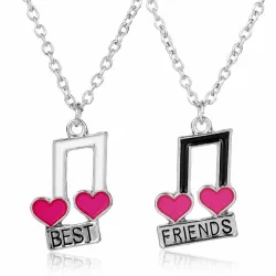 Best Friends - Musiknoten / Herzanhänger - Halskette 2 Stück