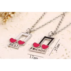 CollarBest Friends - notas musicales / colgante en forma de corazón - collar 2 piezas