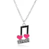 Best Friends - music notes / heart shaped pendant - necklace - 2 pieces