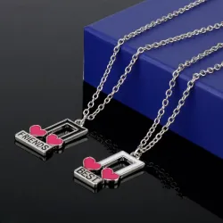 Best Friends - notes de musique / pendentif en forme de coeur - collier 2 pièces