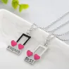 Best Friends - music notes / heart shaped pendant - necklace - 2 pieces