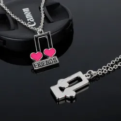CollarBest Friends - notas musicales / colgante en forma de corazón - collar 2 piezas