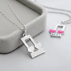 Best Friends - noter / hjärtformat hänge - halsband 2 stycken