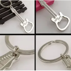 Guitar shaped bottle opener - metal keychain