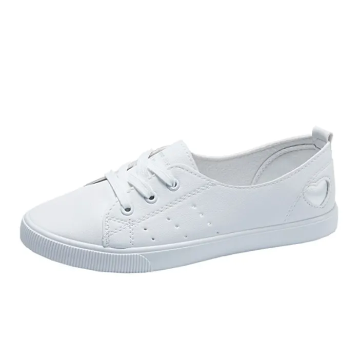 Klassieke witte loafers - platte sneakers - met hartdecoratieSchoenen