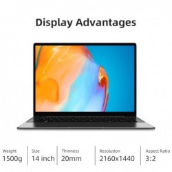 CHUWI GemiBook Pro - 14 inch - 2K - 12GB RAM 256GB - SSD Intel Celeron - Windows 10 - computer with backlit / keyboard
