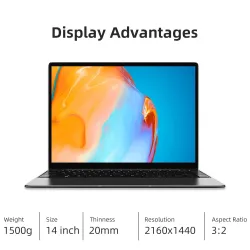 CHUWI GemiBook Pro - 14 Zoll - 2K - 12GB RAM 256GB - SSD - Windows 10 - Computer mit Hintergrundbeleuchtung / Tastatur
