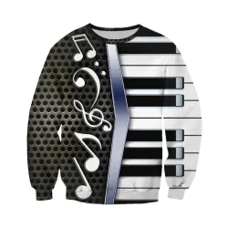 Trendiger Pullover / Hoodie - mit Reißverschluss - 3D-Klavierdruck