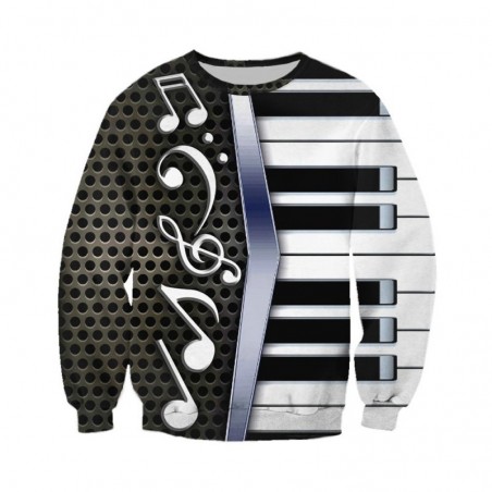 Trendy sweater / hoodie - with zipper - 3D piano print
