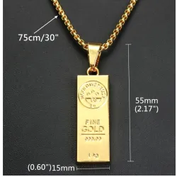 18K - złota sztabka - wisiorek z naszyjnikiem - 75cmNaszyjniki