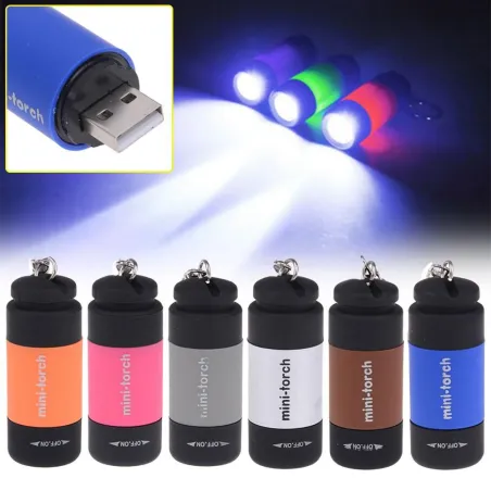 Mini latarka - LED - USB - ładowalna - wodoodporna - z breloczkiemLatarka