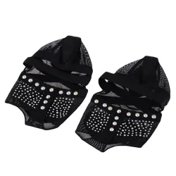 Ballett- / Tanzsocken - offene Spitze / schützende Lederpolster - Mesh / Strasssteine