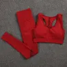 Elastyczny biustonosz push up / legginsy - bezszwowe - wysoki stan - 2 częściowy kompletFitness