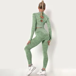 Camouflage fitness set - seamless - long sleeve shirt / leggings
