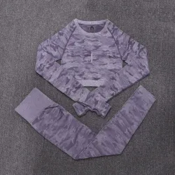Camouflage Fitness Set - Nahtlos - Langarmshirt / Leggings
