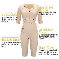 Slimming bodysuit - arms / waist / thighs - full body shaper - with zipper