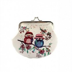 Retro small coin purse - with owls / floral print