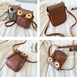 Uggleformad liten läderväska - crossbody / axel