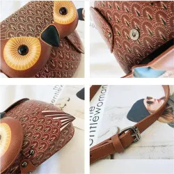 Uggleformad liten läderväska - crossbody / axel