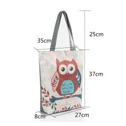 Classic handbag with zipper - single shoulder strap - print with flowers / owls