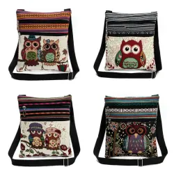 Vintage chinese national style ethnic shoulder for Women - owl design - embroidery -cross body bag