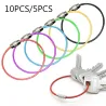 Durable stainless steel wire keychain -  ring connector - hanging cable - 5/10 pieces