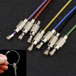 Durable stainless steel wire keychain -  ring connector - hanging cable - 5/10 pieces