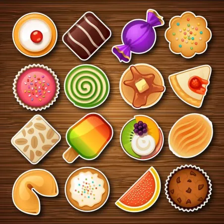 Dessert cartoon fridge magnets - 16 pieces / set