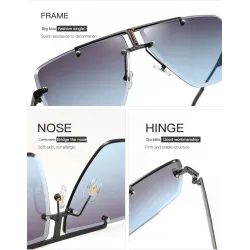 Quadratische Vintage Sonnenbrille - randlos - UV400 - unisex