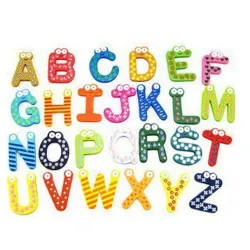 Kühlschrankmagnete aus Holz - Lernspielzeug - Symbole / Alphabet - Zahlen