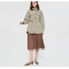 Vintage Wolljacke beige - mit Taschen / Gürtel / Knöpfen