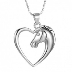 Horse shaped heart pendant - stainless steel necklace