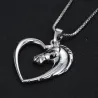 Heart shaped pendant with horse head - stainless steel necklaceNecklaces
