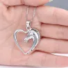 Horse shaped heart pendant - stainless steel necklace