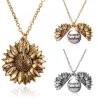 Sunflower shaped pendant with necklace - openable - "You Are My Sunshine" lettering