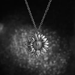 Sunflower pendant necklace - openable - with "You are my Sunshine" lettering