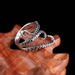 Octopus tentakelring - titanium staal - verstelbaarRingen