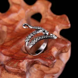 Octopus tentacle ring - titanium steel - adjustable