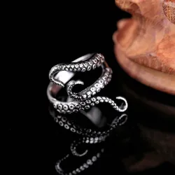 Octopus tentacle ring - titanium steel - adjustable