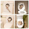 3D kat - muur / toilet sticker - vinylMuurstickers