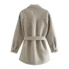 Vintage Wolljacke beige - mit Taschen / Gürtel / Knöpfen